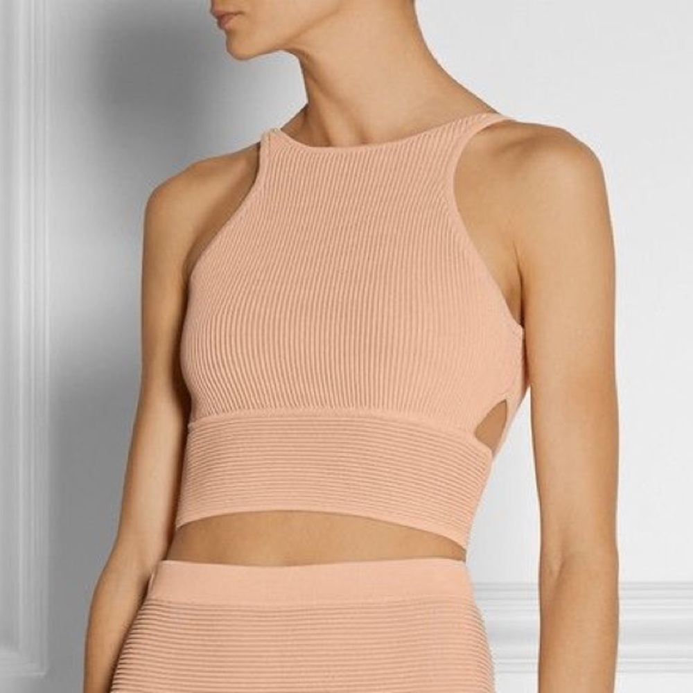 New Jonathan Simkhai Blush Cut Out Rib Knit Top